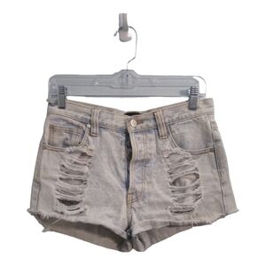 Minkpink High Rise Destructed Button Fly Raw Hem Festival Beach Shorts Sz‎ S